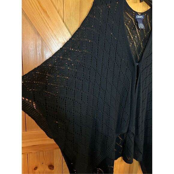 Chaps knit open cardigan/wrap one size black (0494) Read - Picture 2 of 6